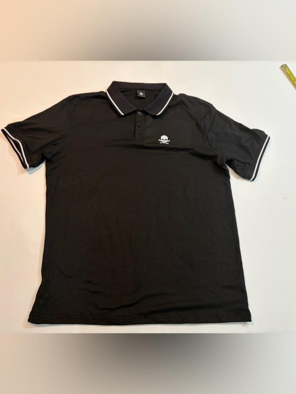 Black Polo with White Skull Accent - Men's Casual Polo